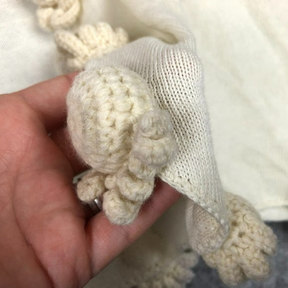 Anthropologie Moth Sweater S M Shawl Shrug Bolero Crochet Pom Trim Cropped Cape - Picture 7 of 10